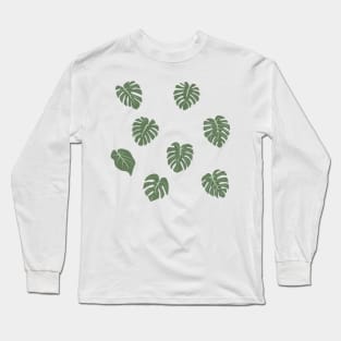 Monstera Leaf Pattern Illustration Long Sleeve T-Shirt